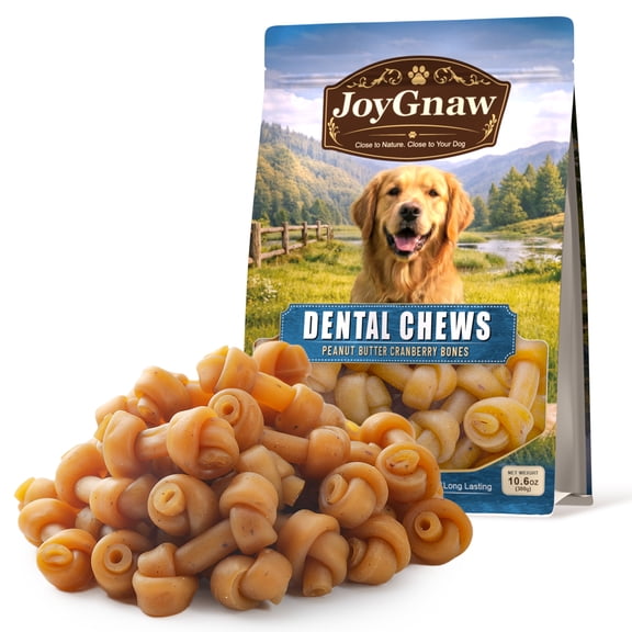 JoyGnaw 2.5" Peanut Butter Bones Dog Treats, Peanut Butter Flavor Chewy Treats for All Dogs, 11 oz