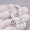 thumbnail image 3 of K-KED Real 925 Sterling Silver Dangle Women Three Hollow Round Thin Slice Earrings, 3 of 4