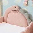 thumbnail image 3 of T-Joy Cute Dinosaur-Shaped Kids Bed with Safety Guardraild, Boucle Wooden Toddler Bed, Twin Size, Pink, 3 of 6
