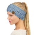 thumbnail image 3 of C.C Soft Stretch Winter Warm Cable Knit Fuzzy Lined Ear Warmer Headband, Denim, 3 of 4