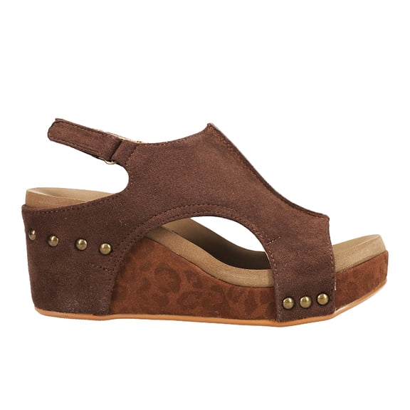 Corkys Womens Carley Leopard Studded Slingback Wedge Casual Shoes