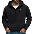 thumbnail image 2 of ZyeKqe Hoodies for Men Quarter Zip Lightweight Sweatshirts Fleece Lined Oversized Hooded Pullover with Pocket, 2 of 8
