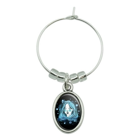 

Watercolor Sketch of a Modern Day Mermaid Wine Glass Oval Charm Drink Marker
