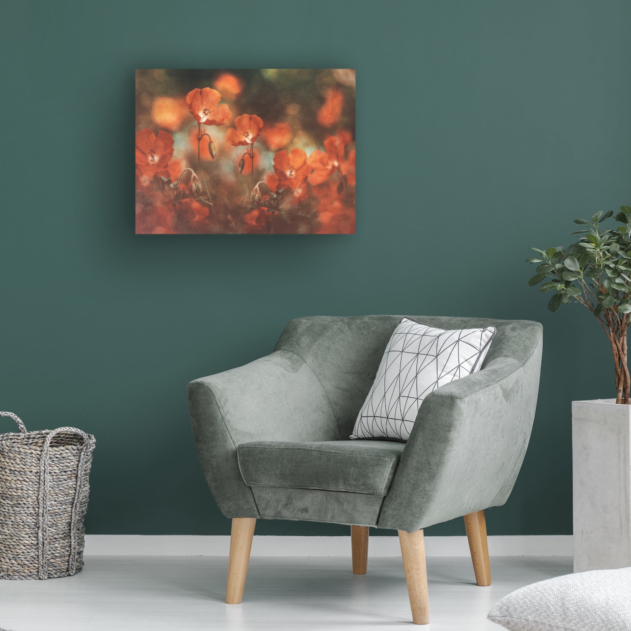 Canvas Wall Art - Nikki Georgieva V 'Floral Art In Red' Wall Art for Living Room, Bedroom, or Office Décor by Trademark Fine Art - 19 x 14 Inches
