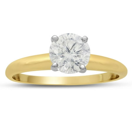 1 Carat Diamond Solitaire Engagement Ring In 14K Yellow Gold (H-I SI2 Clarity Enhanced) Size 8.5