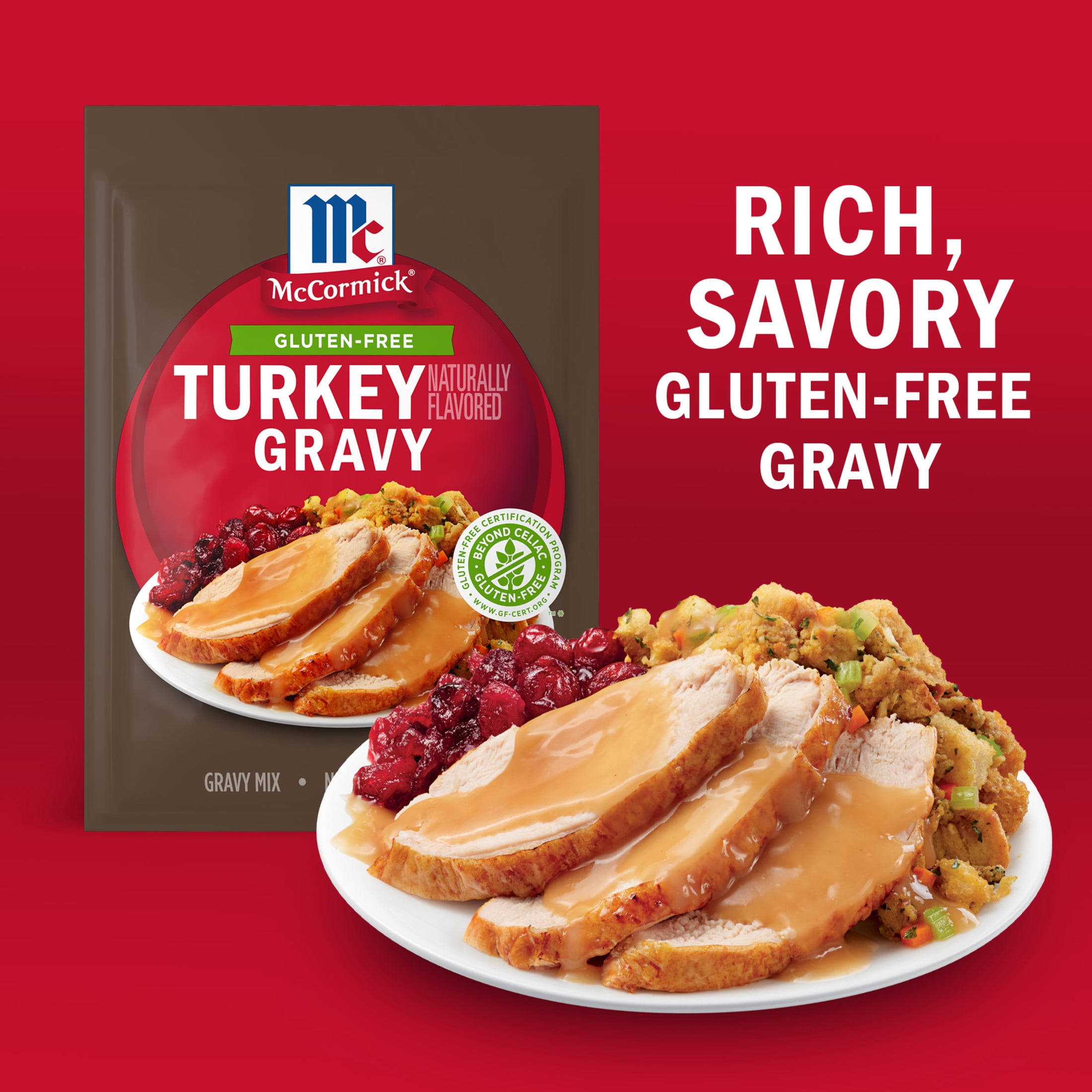 (3 pack) McCormick Gluten Free Turkey Gravy Mix, 0.88 oz Packet
