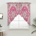 thumbnail image 5 of Boho Pink Kitchen Window Curtains, Swag Curtains Valance for Bedroom Living Room Bathroom, Middle Century Boho Geometric Abstract Southwestern Rod Pocket Window Curtain Block Drapes 2 Panels 36"x45", 5 of 9