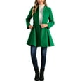 thumbnail image 2 of INSPIRE CHIC Women's Winter Coat A-Line Long Sleeve Single Breasted Peplum Hem Long Coat L Green, 2 of 6
