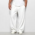 thumbnail image 4 of Men's Baggy Sweatpants Wide Leg Barrel Sweat Pants Drawstring Elastic Waist Loose Fit Slacks with Pockets, XL, 4 of 5