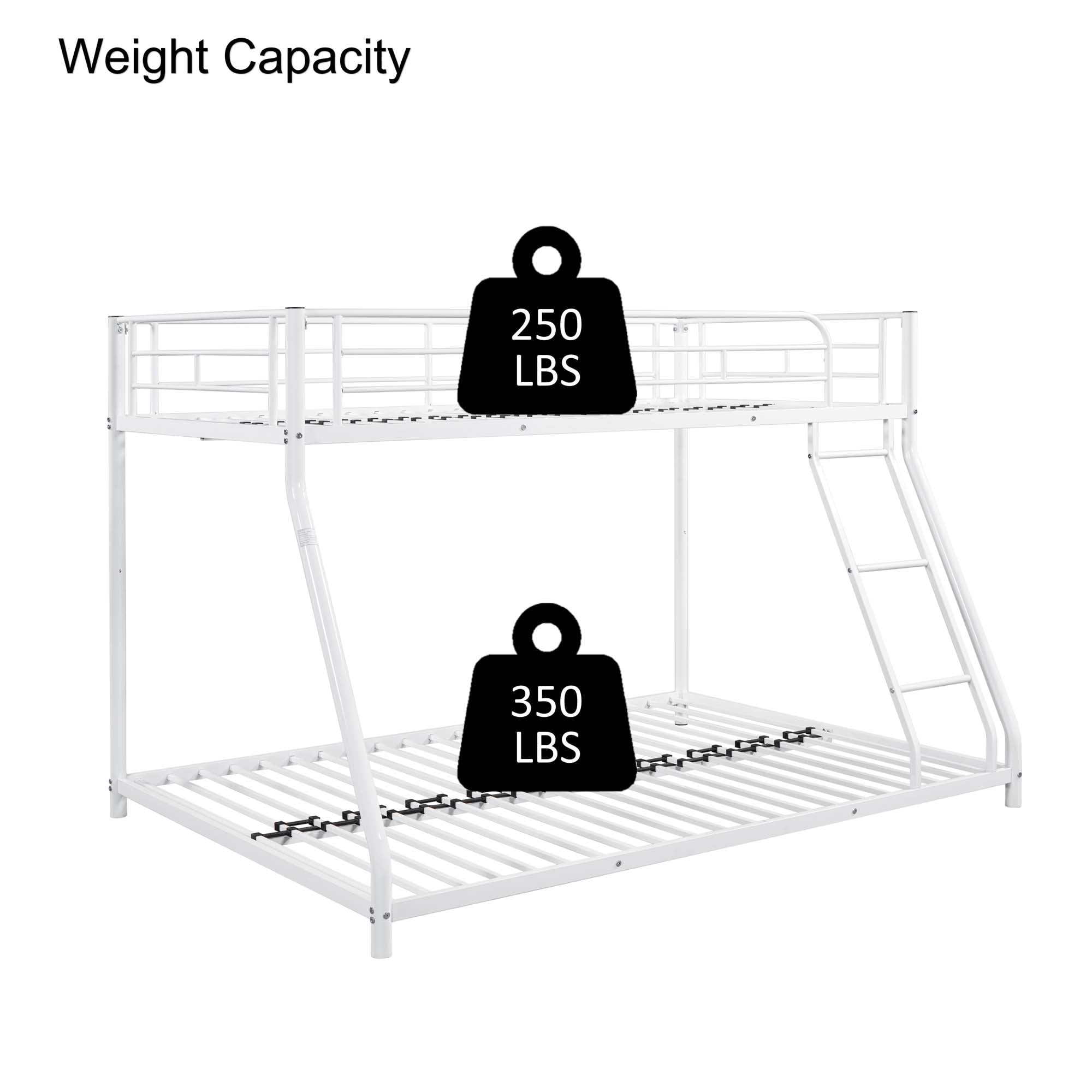 Aukfa Twin-Over-Full Bunk Bed, Heavy Duty Metal Low Bunk Bed for Kids Teens Dorm - White