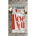thumbnail image 3 of Ambesonne I Love You Quilted Bedspread Set 2 Pcs, Newspaper Words, Twin Size, White Black, 3 of 3