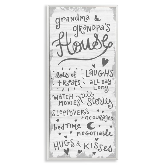 Stupell Industries Grandparents House Family Home Grey Neutral Word Design, 13 x 30,Design by Daphne Polselli