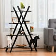 thumbnail image 3 of Costway 4-Tier Bookshelf Storage Display Shelves Bookcase Ladder X-Shape Black, 3 of 10