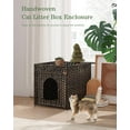 thumbnail image 3 of Cat Litter Box Enclosure Furniture, Hidden Litter Box with Mat and Fence, Handwoven Rattan Cat House with Two S-Shaped Hooks for Living Room, Bedroom, 18.5 x 20.5 x 19.1 Inches (Brown), 3 of 14