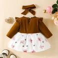 thumbnail image 3 of Girl Dresses Long Sleeve Cartoon Prints Dress Princess Dresses Clothes Headbands Set Toddler Dress Brown 9 Months-12 Months, 3 of 6