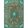 thumbnail image 1 of Ahgly Company Indoor Rectangle Medallion Turquoise Blue Traditional Area Rugs, 8' x 12', 1 of 4