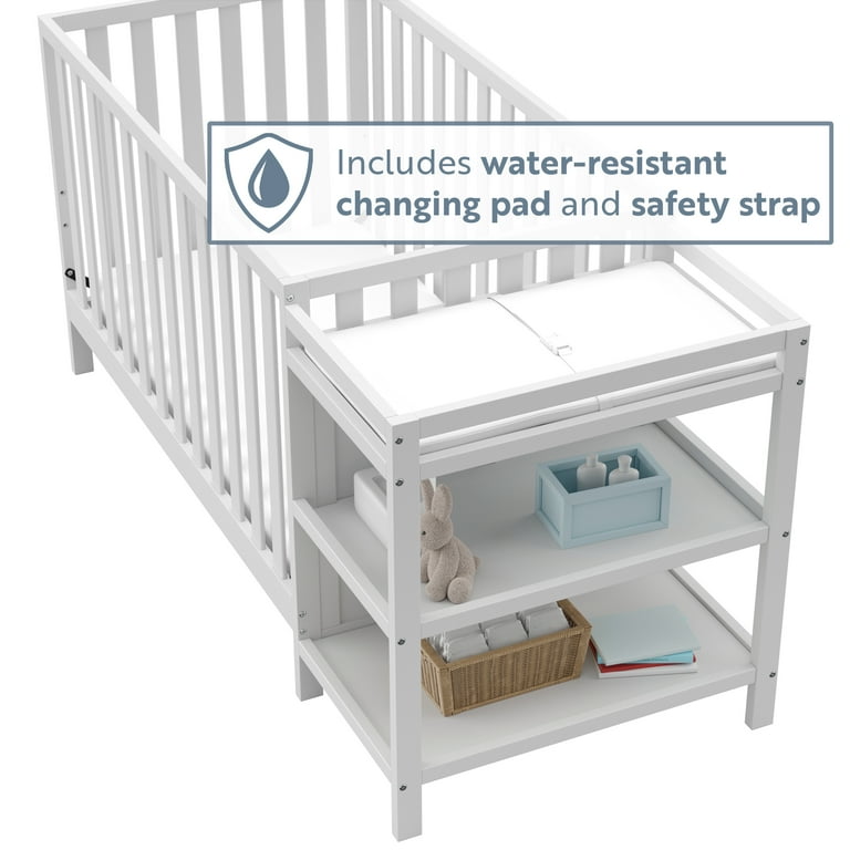 Simplicity crib with attached changing clearance table