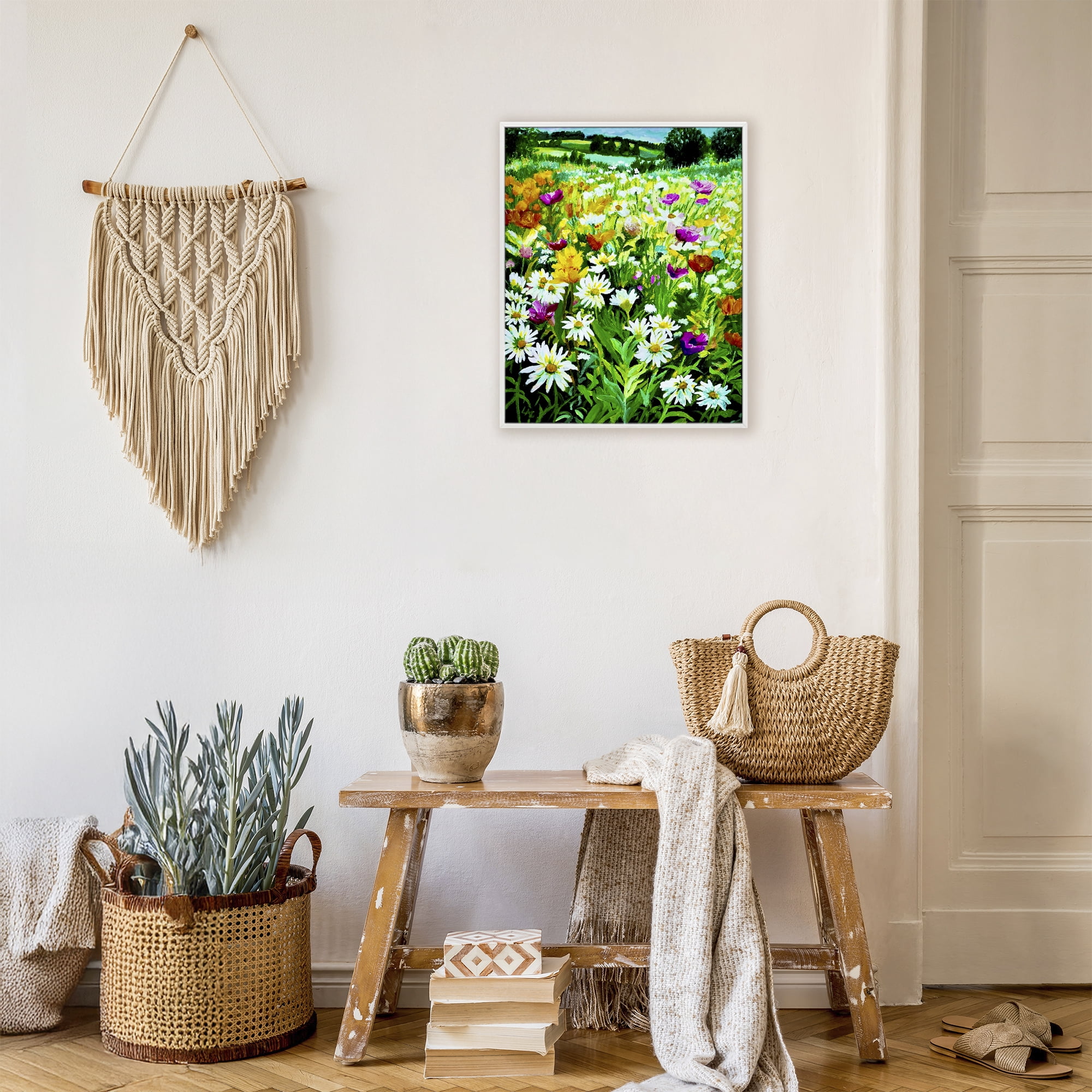 Stupell Industries Hillside Fusion Meadow White Framed Giclee Art, design by Lee Ann Zirbes