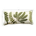 thumbnail image 2 of Creative Co-Op Cotton Lumbar Pillow with Fern Fronds Embroidery, Cream and Green, 2 of 4