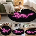 thumbnail image 5 of Round Area Rug 4 Ft, Dragon Flames Washable Non-Slip Circle Carpet for Living Room/Bedroom, Purple Dragons Abstract Modern Art Low-Profile Crawling Mats Collection Rugs for Indoor, 5 of 8