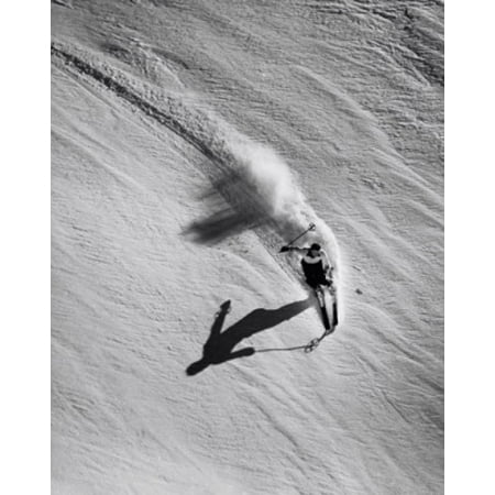 High angle view of a man skiing downhill Canvas Art - (18 x 24)