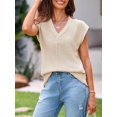 thumbnail image 3 of Suéter Saodimallsu para mujer, manga corta de verano, cuello en V, 3 of 6