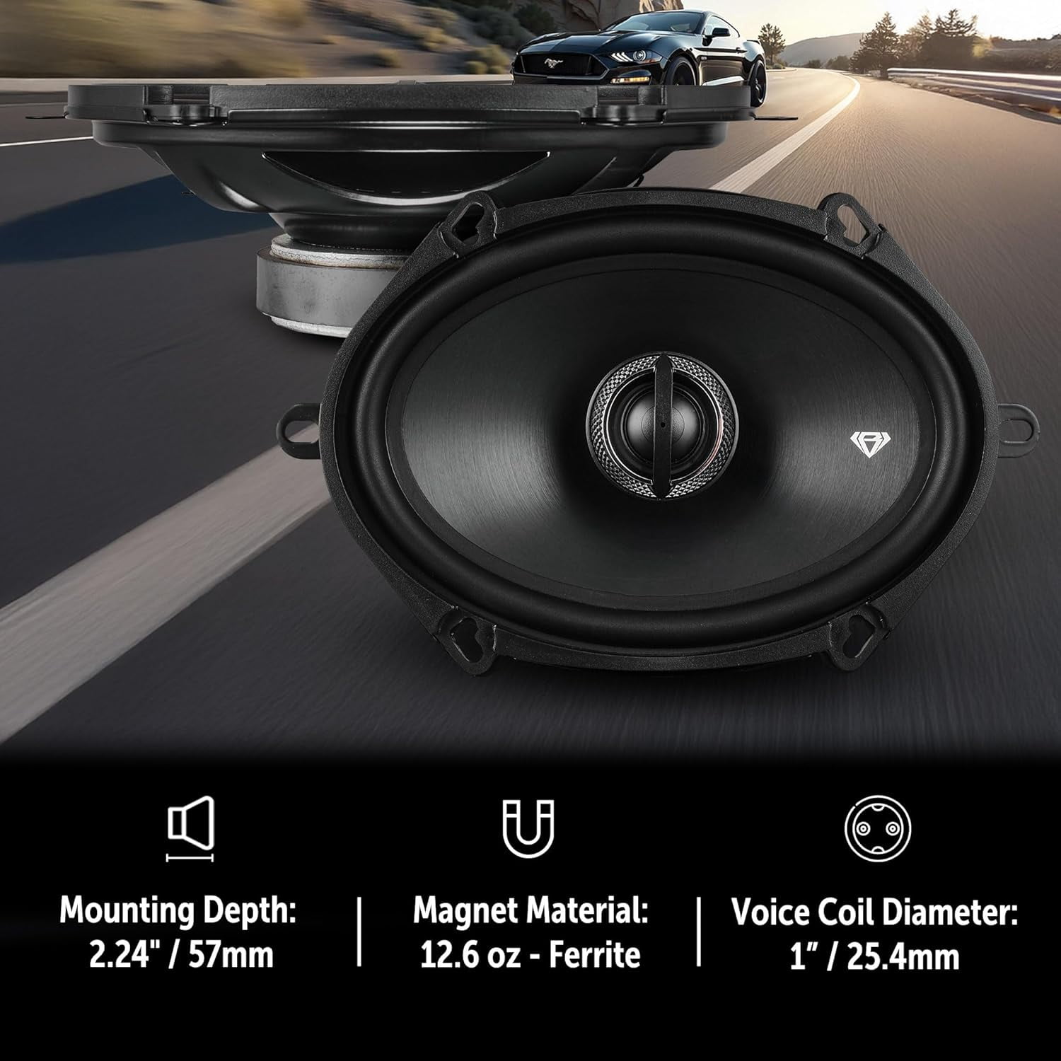 BLACK DIAMOND DIA-57.2 5x7" 2-Way Coaxial Car Speakers - 150W Max, 4-Ohm Car Audio Door Stereo Speakers (Pair)