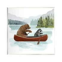 Stupell Industries Raccoon & Bear Canoeing Animals & Insects Painting Unframed Art Print Wall Art, 12 x 12