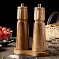 thumbnail image 2 of Wooden Salt Pepper Grinder Set Manual Spice Mill Adjustable W/Tray Coarseness, 2 of 12