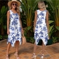 thumbnail image 6 of Psesaysky Blue Palm Tree Print Mens T-Shirts Summer Dress for Women Hawaiian Aloha Shirt Sleeveless Sundress Travel Matching Couples Luau Outfits Plus Size, 6 of 7