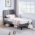 thumbnail image 5 of VECELO Twin Size Upholstered Beds, Modern Platform Bed Frame with Adjustable Headboard, Wooden Slats Support/No Box Spring Needed, Dark Gray, 5 of 11