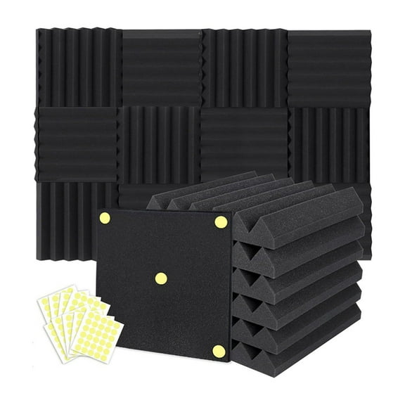 24 Packs Acoustic Foam Panels Wedge 2 X 12 X 12 Inch, Soundproofing Foam Noise Cancelling Foam for Home Office Recoding
