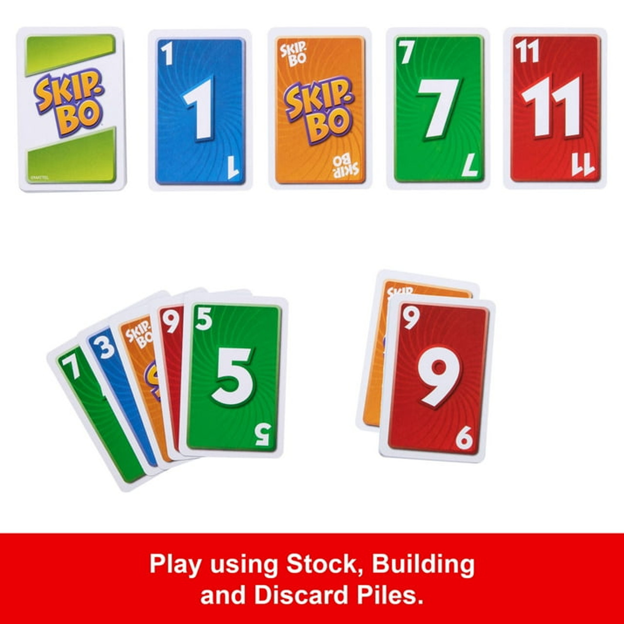 Mattel, SKIP BO Card Game (Pack of 4)