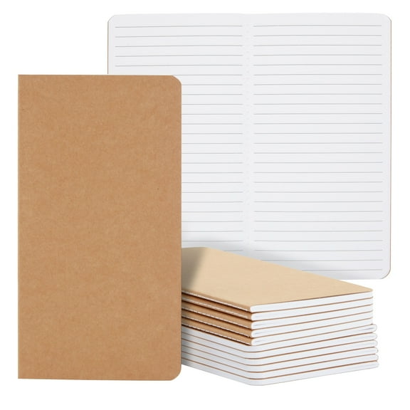Paper Junkie Bulk Kraft Paper Notebooks - H5 (4.4 x 8.26 In), 12-Pack Soft Cover Kraft Brown - Lined Travel Journal & Creative Writing Notebook
