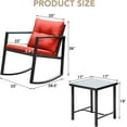 thumbnail image 2 of RONG-3 3 Piece Rocking Bistro Set Wicker Patio Outdoor Furniture Porch Chairs Conversation Sets with Glass Coffee Table，Red, 2 of 10