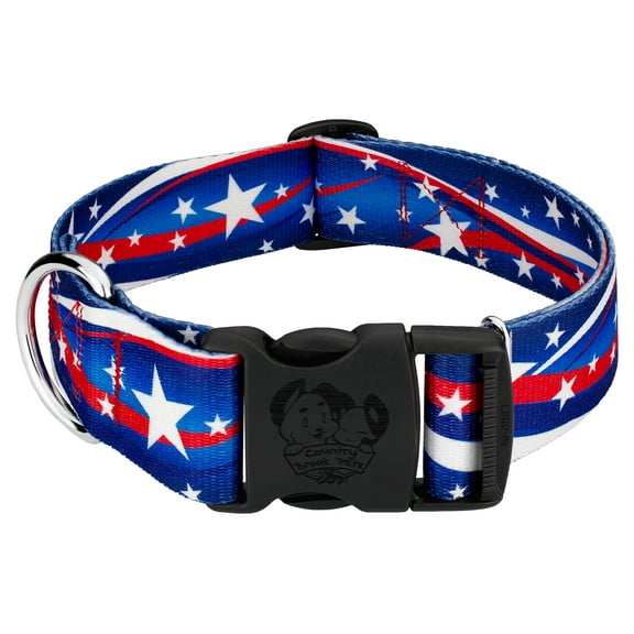 Country Brook Petz® 1 1/2 inch Deluxe Star Spangled Dog Collar, Medium