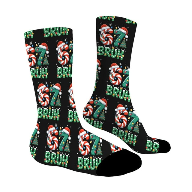 Stockings 67 Cute Printed Baseball Crew Socks Fun Patterned Knee High Socks Soft Comfortable Casual Socks For Daily Wear & Sports Polyester Long Socks