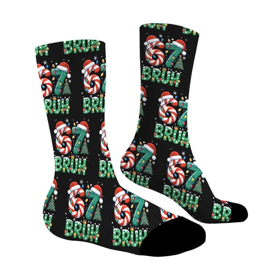 3‑Pair Compression Socks for Women Fun-pattern Knee-high Printed Baseball-style Casual Sports Socks Pilates Socks Black