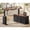 Black+Brown, variant on 63" Farmhouse L Shaped Executive Standing Desk with Storage Drawers, Height Adjustable Large Office Desk