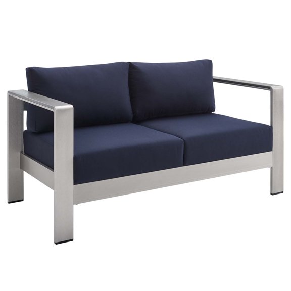 Shore Outdoor Aluminum Loveseat - Sturdy Frame, Weather-resistant Sunbrella Cushions, Perfect for Outdoor Relaxation