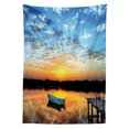 thumbnail image 3 of Ambesonne Fishing Tablecloth Rectangular Table Cover, Little Boat on Pond, 52"x70", Sky Blue Yellow Black, 3 of 4