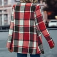 thumbnail image 5 of UQJfacai Womens Plaid Shawl Collar Cardigan Sweaters Long Open Front Flannel Jacket Buffalo Plaid Shacket Fashion Fall Outfits, 5 of 7