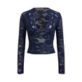 thumbnail image 6 of XIYON Tshirts For Women Women's Slim Fit Long Sleeve V Neck Lace Top Elegant Basic For Daily Wear And Casual Outings Workout Going Out Summer Tees, 6 of 7