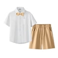 thumbnail image 2 of Mifsaly Kids Back To School Uniform Sets Girls Boys Short Sleeve White Button Up Shirts and Shorts First Day Of School Casual 2 Piece Outfits, 2 of 9