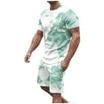 thumbnail image 2 of BiZtdJrK 2 Piece Outfits for Men Summer Big and Tall Shirts Matching Casual Drawstring Shorts with Pockets Tracksuits Fashion Map Print Jogger Sport Sets White 4XL, 2 of 5