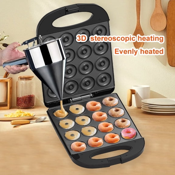 16 mini doughnut and pancake makers–panini sandwich press for breakfast, snacks and desserts–easy to use and clean.