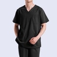 thumbnail image 2 of Playeras Cuello V Para Hombre, Conjunto De 2 Piezas De Camiseta De Manga Corta Con Cuello Redondo Y Pantalones Cortos Con Cordón Y Estampado De Letras Y Números, Adecuado Para El Verano, 2 of 6