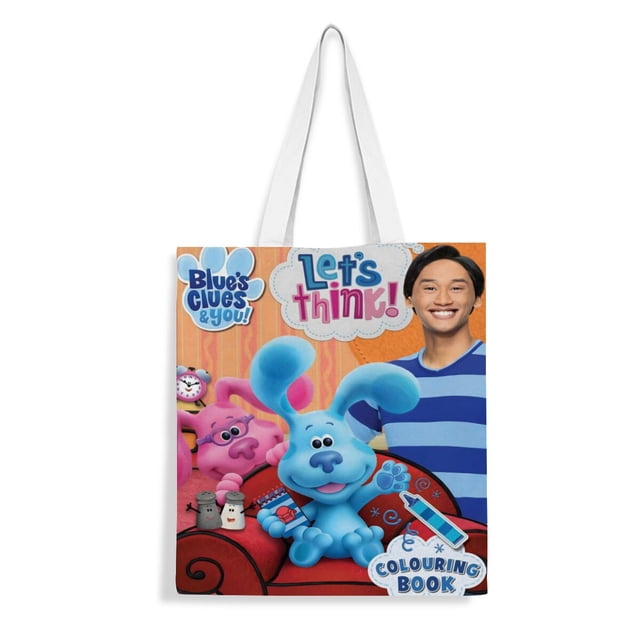 Blue's Clues Bolso de tela con estampado de lienzo para mujer, bolsa de compras reutilizable y estética, con cremallera interior, regalo para mujer, 35 × 40 cm.