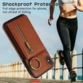 thumbnail image 5 of Crossbody Wallet Case for iPhone X/XS, with Shoulder Strap Card Slots Ring Holder, Magnetic Flip Folio Zipper Purse Case, PU Leather Kickstand Cover Handbag for iPhone X/XS, Coffee, 5 of 10