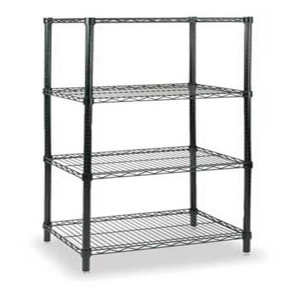 Wire Shelving Unit, 24"D x 36"W x 63"H, 4 Shelves, Black